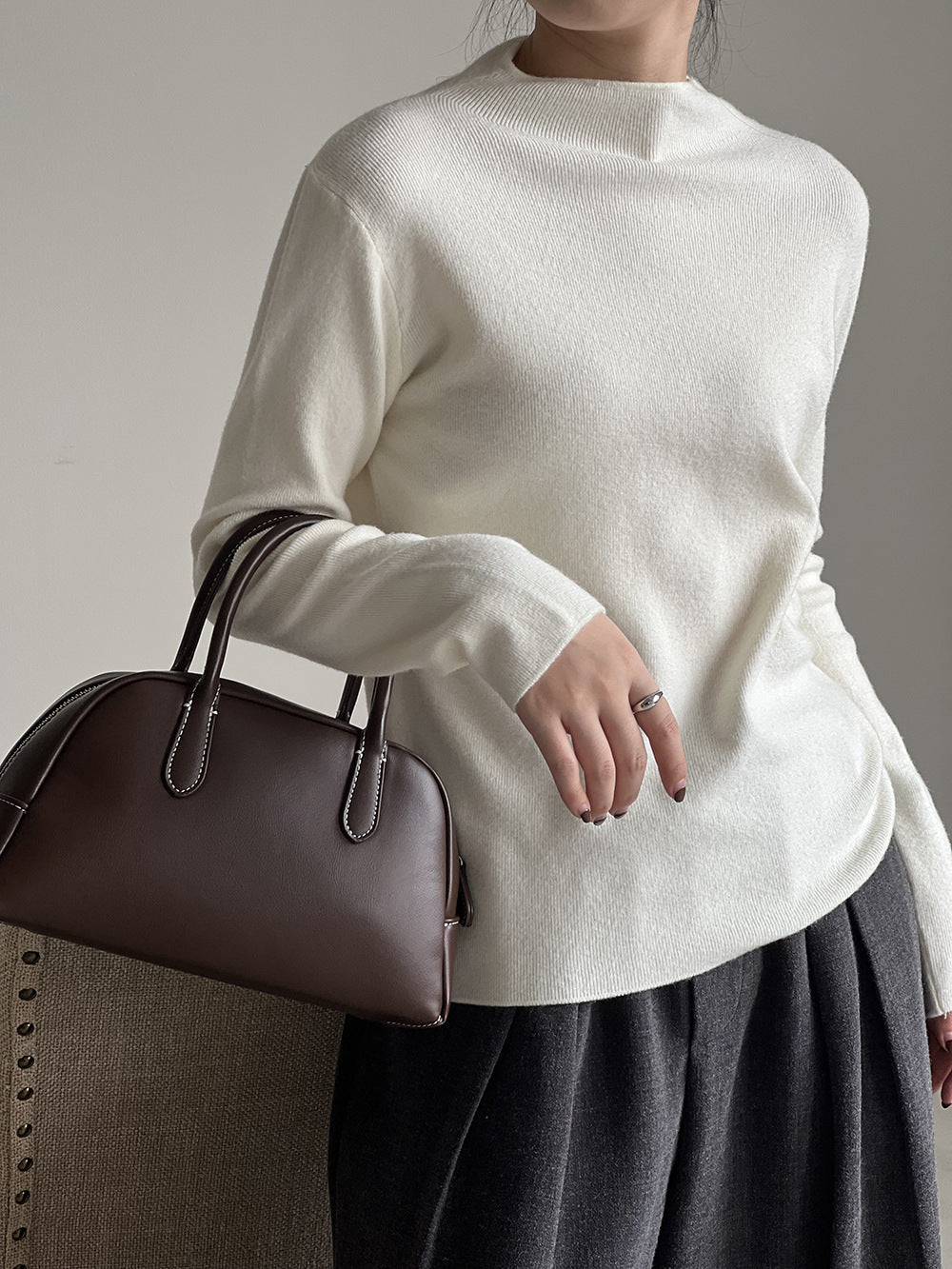 GR Halbturtleneck gebürsteter Soft-Touch-Pullover