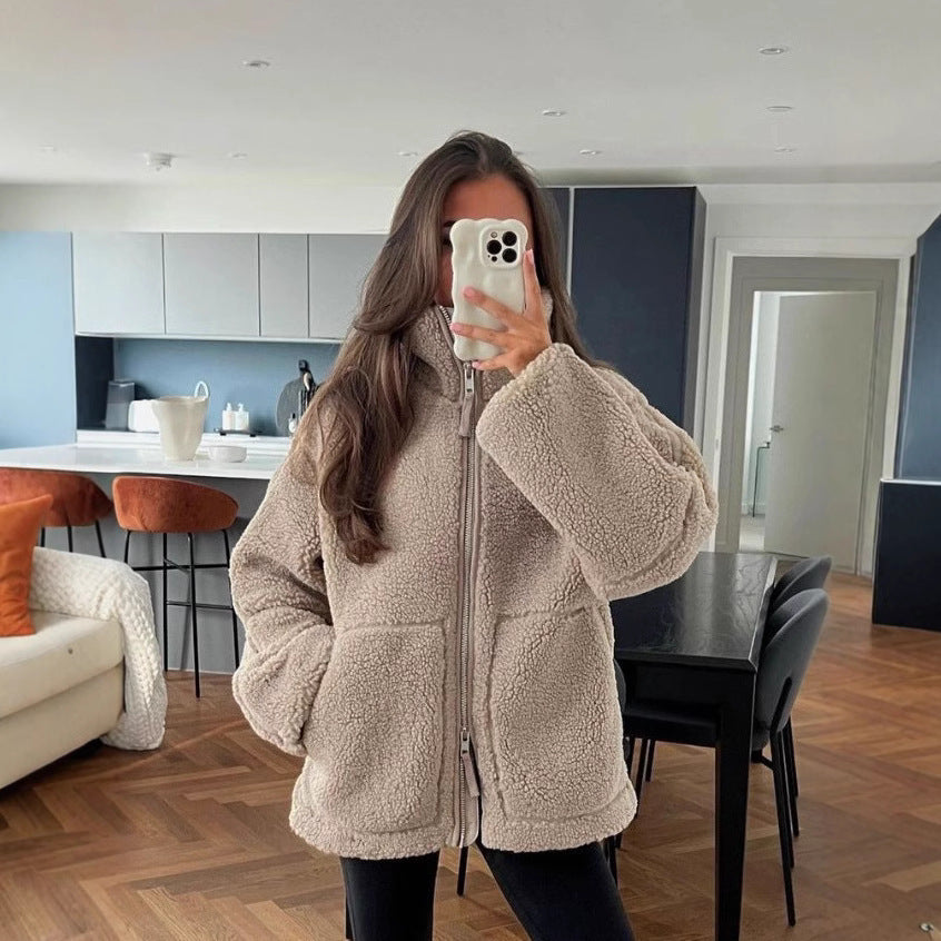 GR | Oversized fleece jacket with a relaxed fit and soft, warm fabric for women