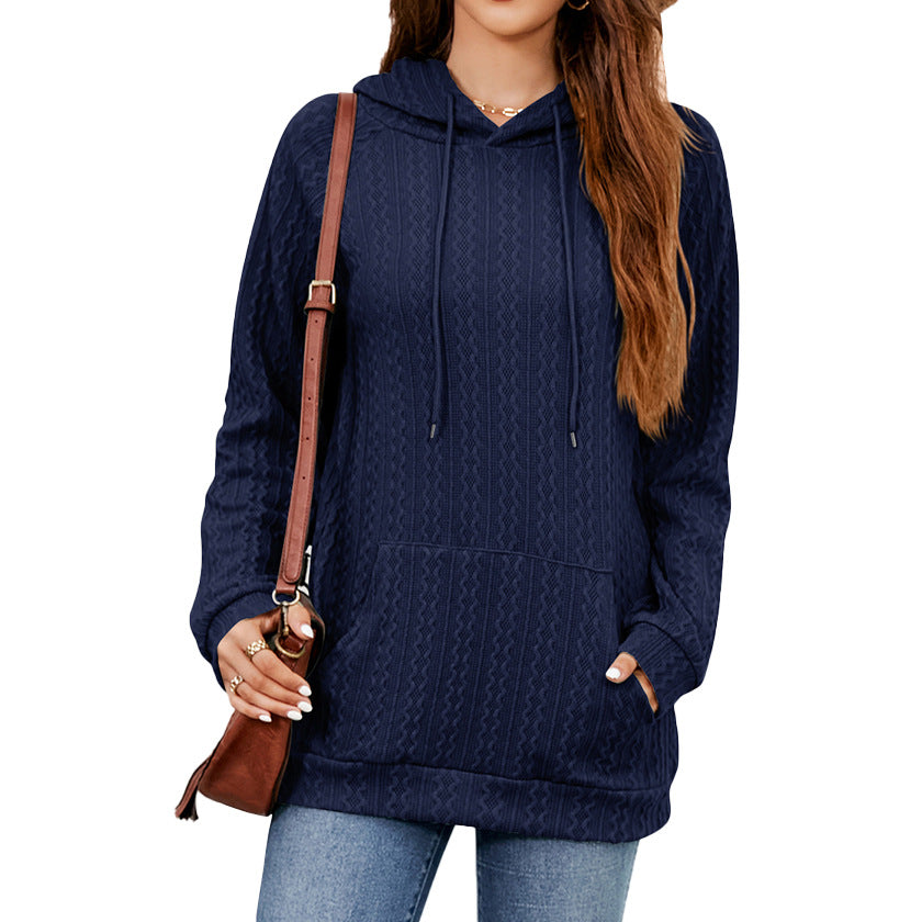Damen Hoodie mit strukturiertem Muster und praktischer Kängurutasche GR