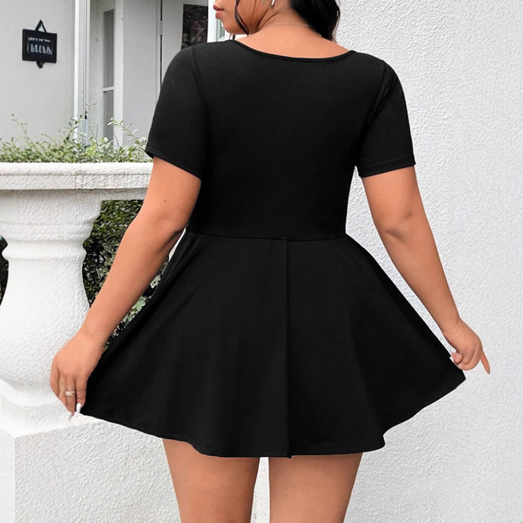 Damen A-linien Kleid mit Rundhalsausschnitt GR