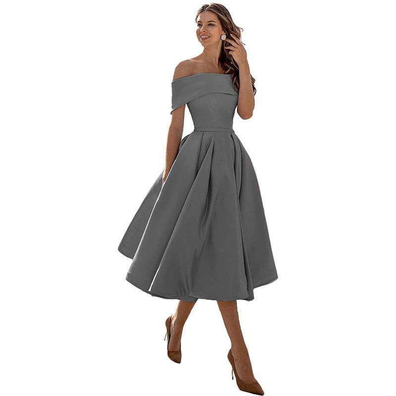 GR | Vielseitiges Trägerloses Satin-Kleid Für Partys