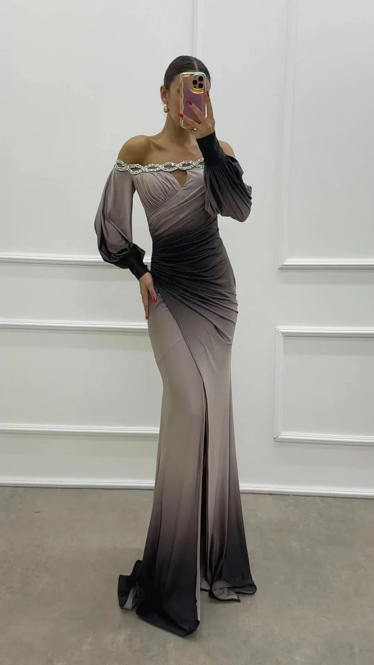 GR | Party dress with camisole and positioned slit in a wide A-line silhouette