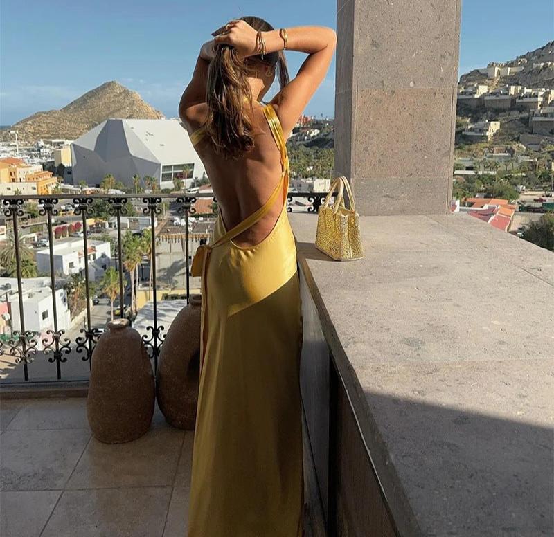 GR | Shoulder-Kleid Mit Schnürdetails Für Frauen