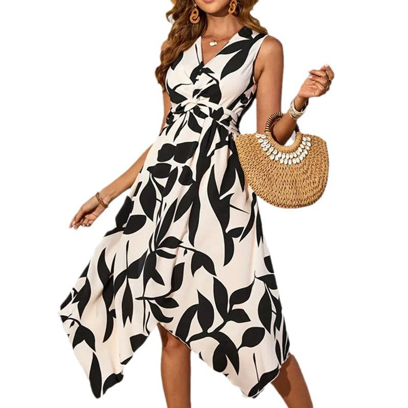 Damen Knielanges Kleid mit floralem Muster und Wickeldetail GR