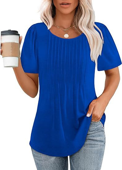 Damen Sommer T-Shirt mit Falten-Design GR