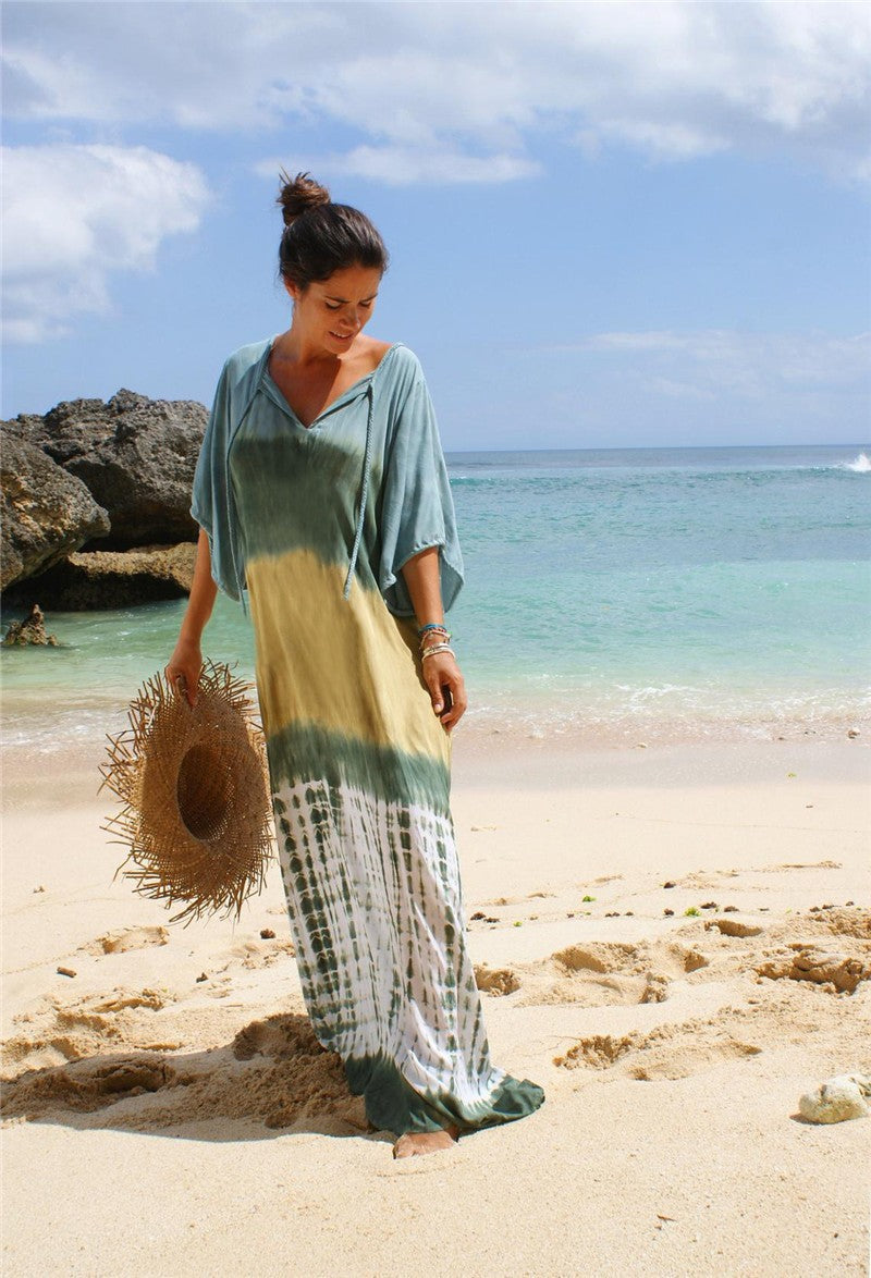 GR | Printed beach holiday bikini throw robe 