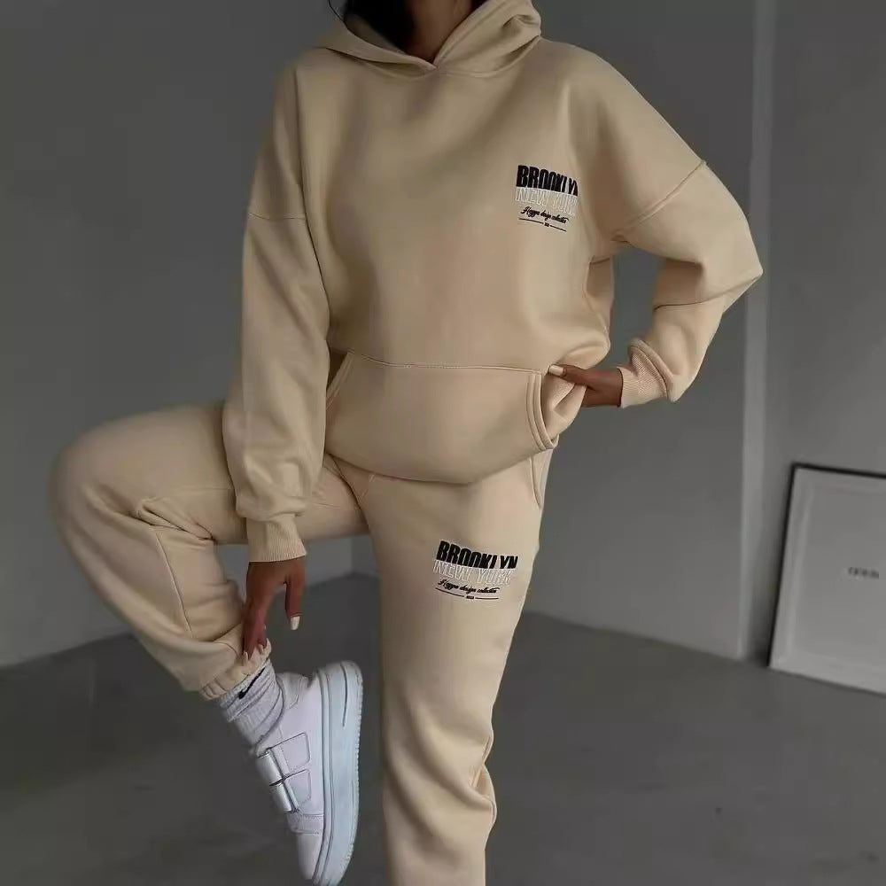 Damen lässiger Fleece-Hoodie und Jogginghose Set mit praktischem Kordelzug und hochwertiger Baumwollmischung GR