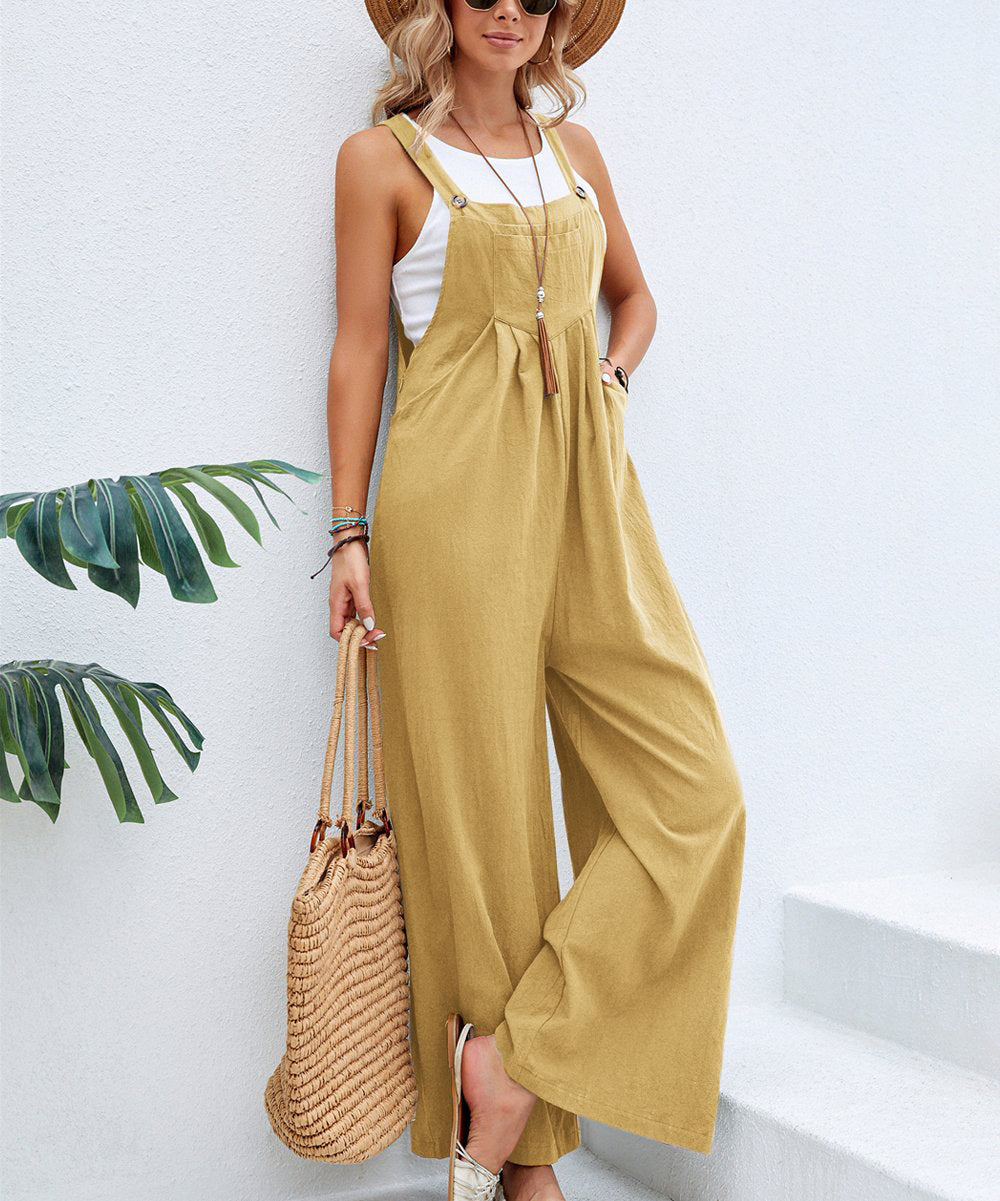 GR | Solid Color Women's Casual Overalls Long Pants