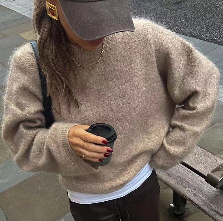Damen lässiger, oversized Pullover aus weichem Strick GR