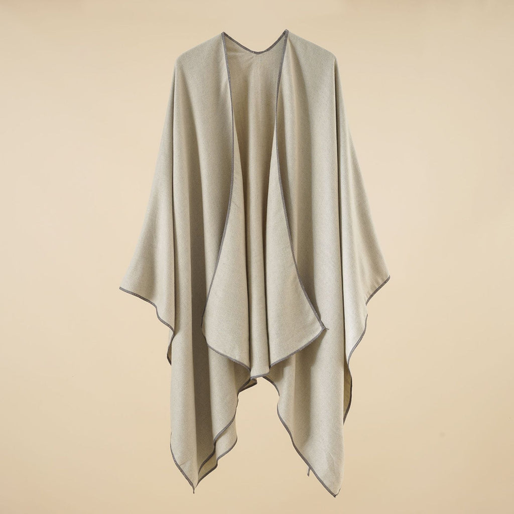 Women's Elegant Wrap Poncho in Soft Wool Blend, Size