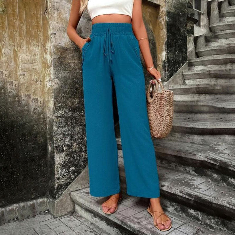 GR | Colorful, airy summer trousers for women with wide legs