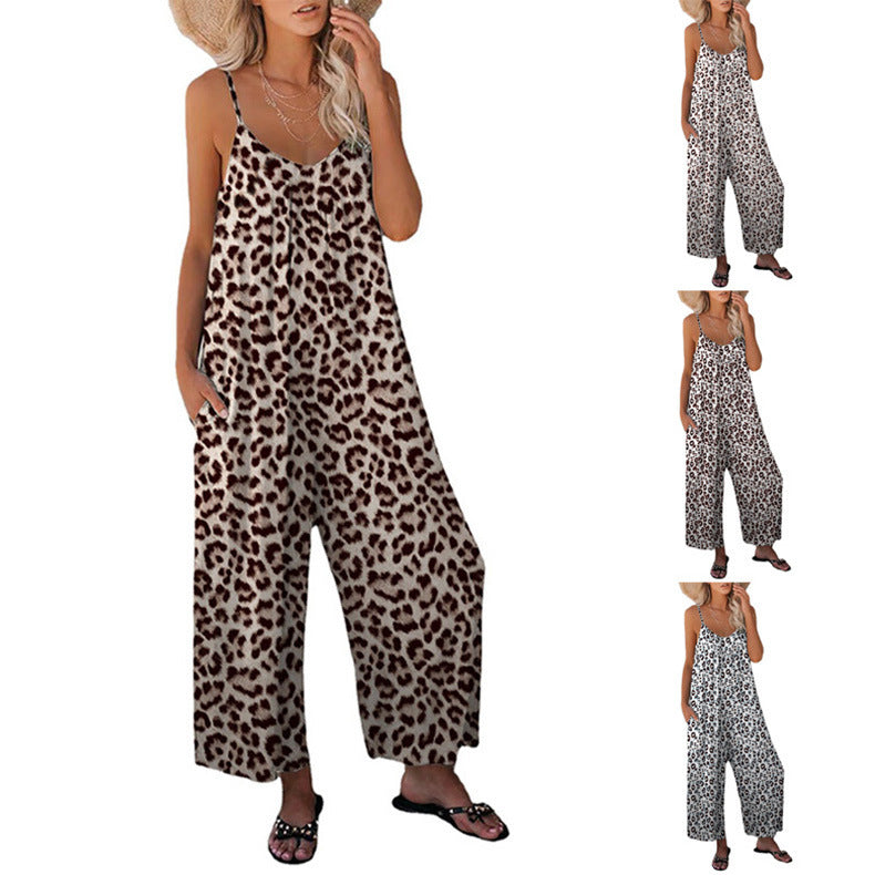 GR | Leopard print bag, loose strap jumpsuit, overall