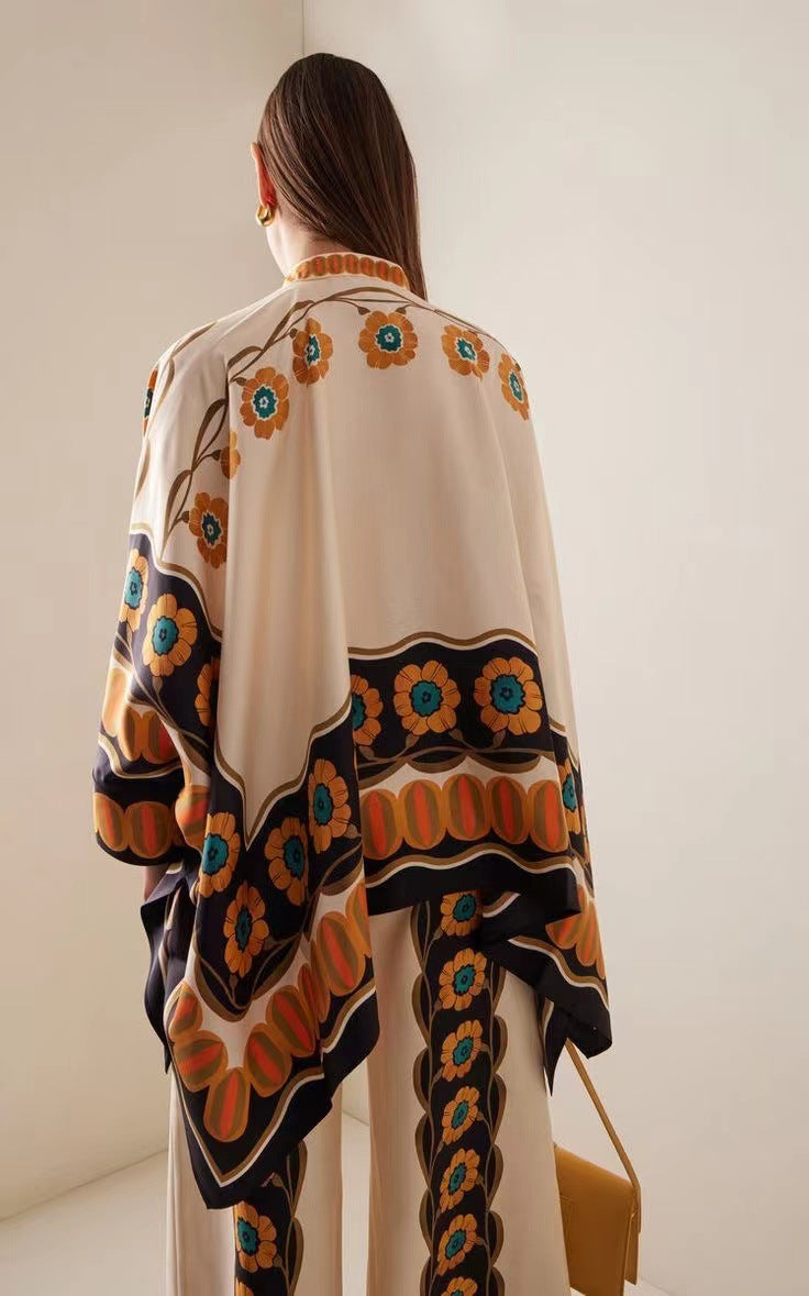 GR | Stand-up collar top and trouser set 