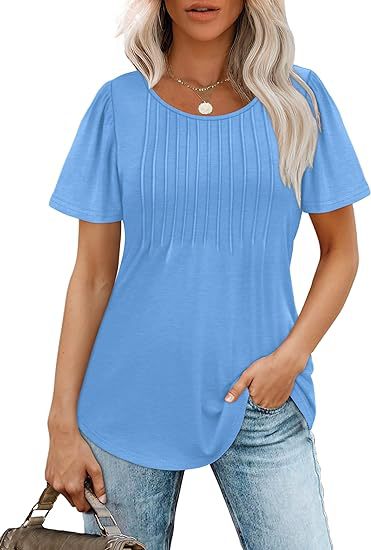 Damen Sommer T-Shirt mit Falten-Design GR