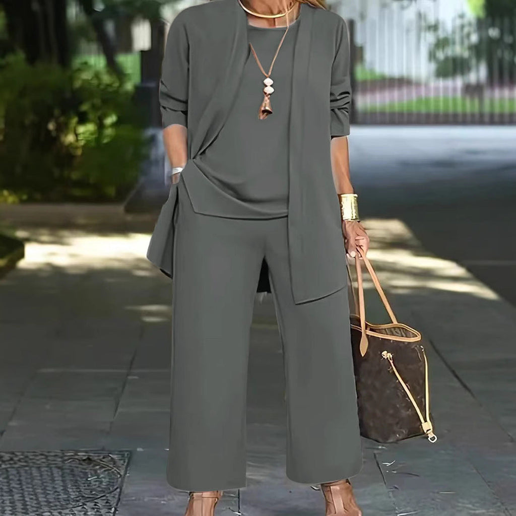 GR | Long-sleeved cardigan vest three-piece set 