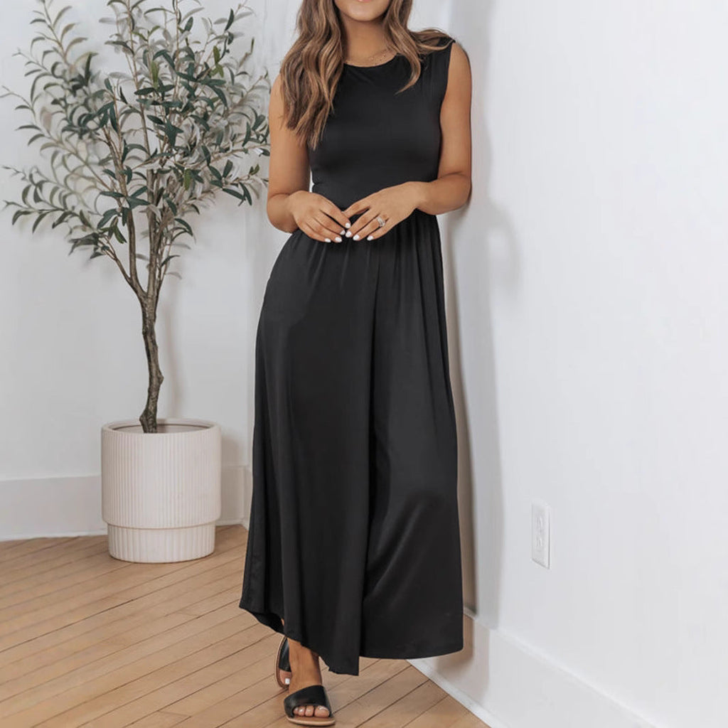 GR | Sleeveless wide-leg long pantsuit
