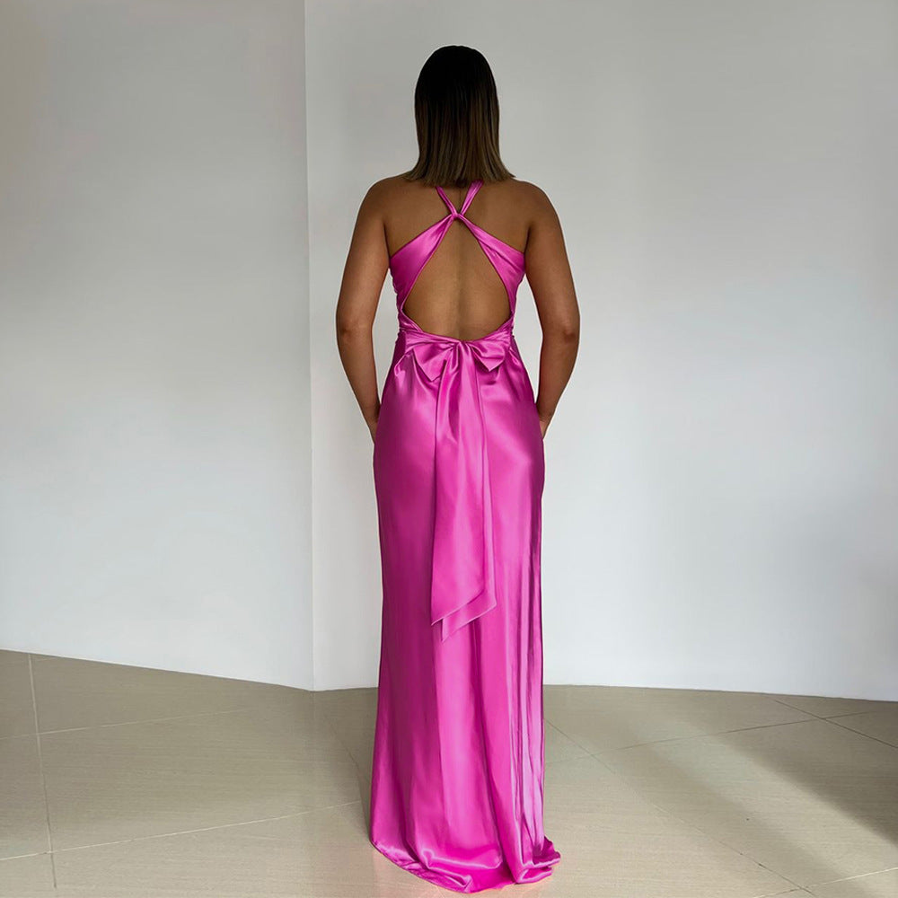 GR | Persönlichkeit Slim Fit Satin Kleid Damen