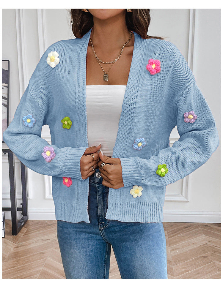 GR | Hand-crocheted floral knitted cardigan 