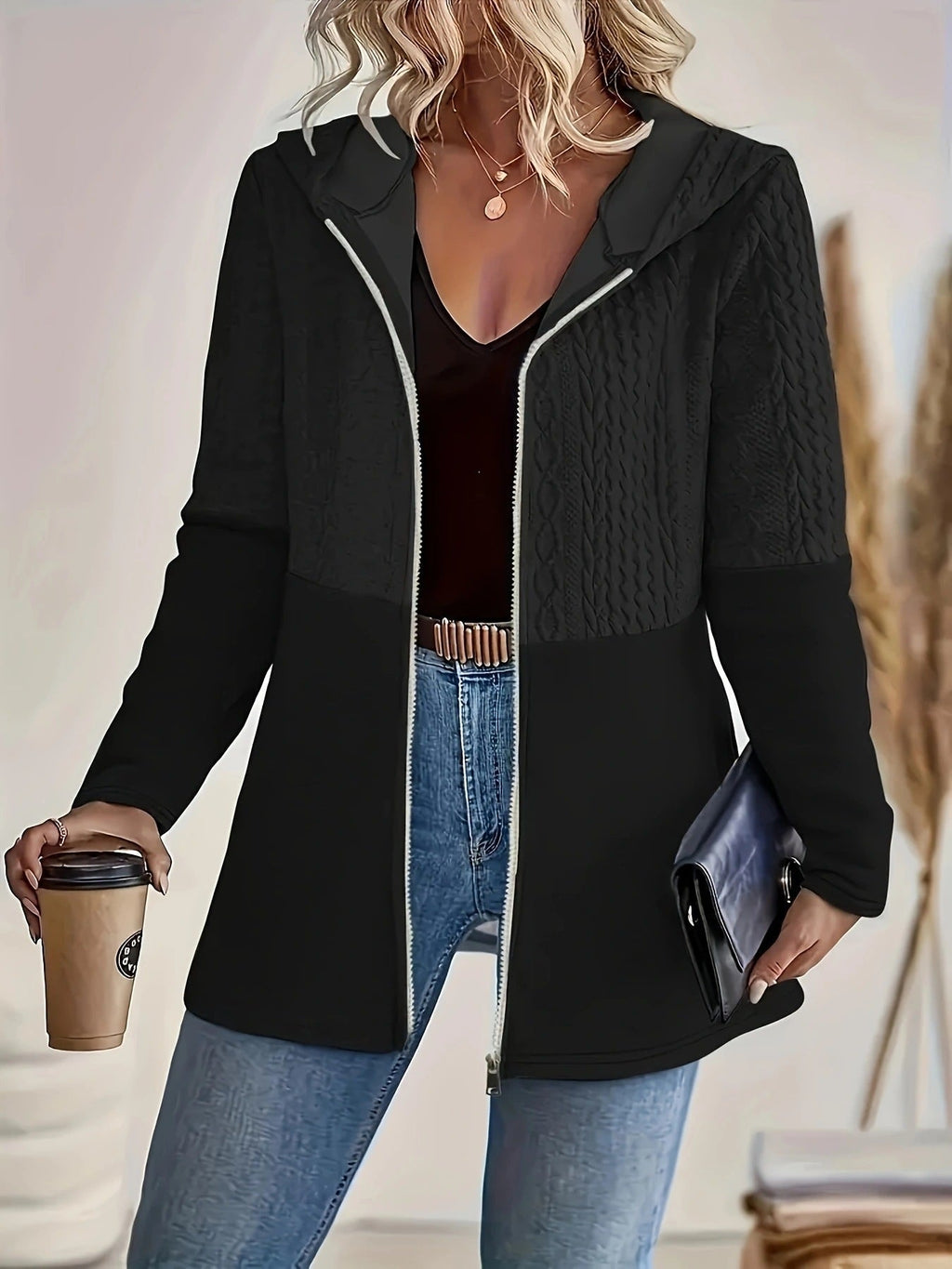 GR | Women's hooded sweatshirt with zipper
