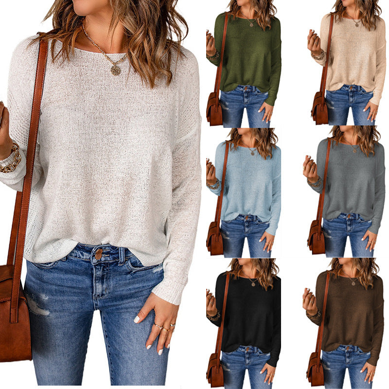 Women's casual knit top with a relaxed fit and fine rib pattern, size S