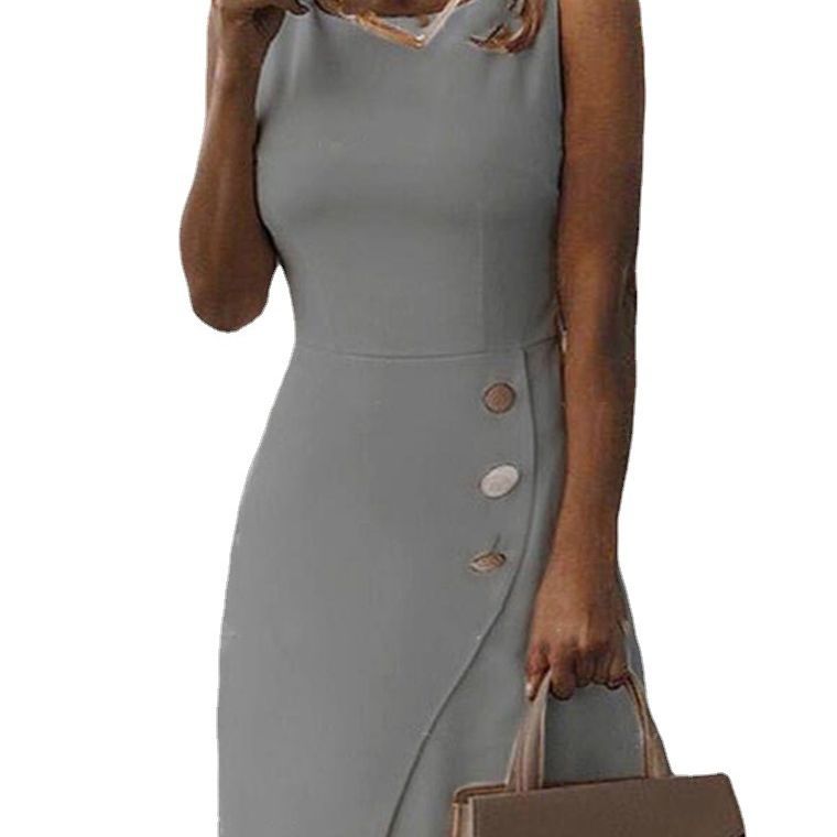 GR | Sleeveless Solid Color Elegant Wrap Dress