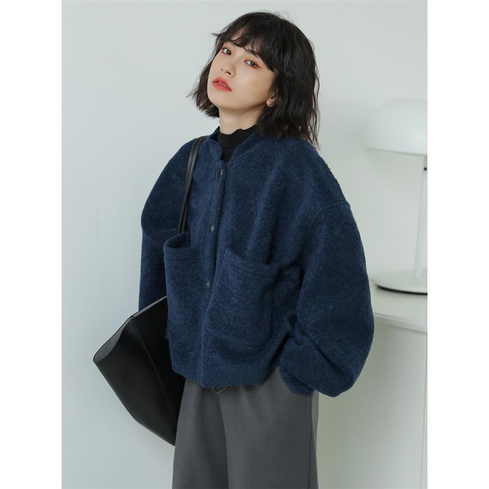 GR Casual Long Sleeve Pockets Blue Jacket