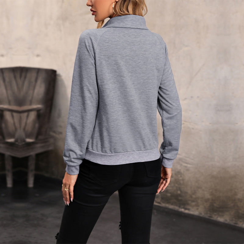 Bequemes Langarm Damen Sweatshirt mit Kragen GR