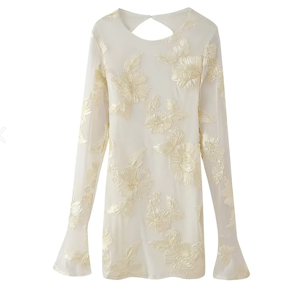 Damen Elegantes und florales Chiffonoberteil mit langen Ärmeln GR