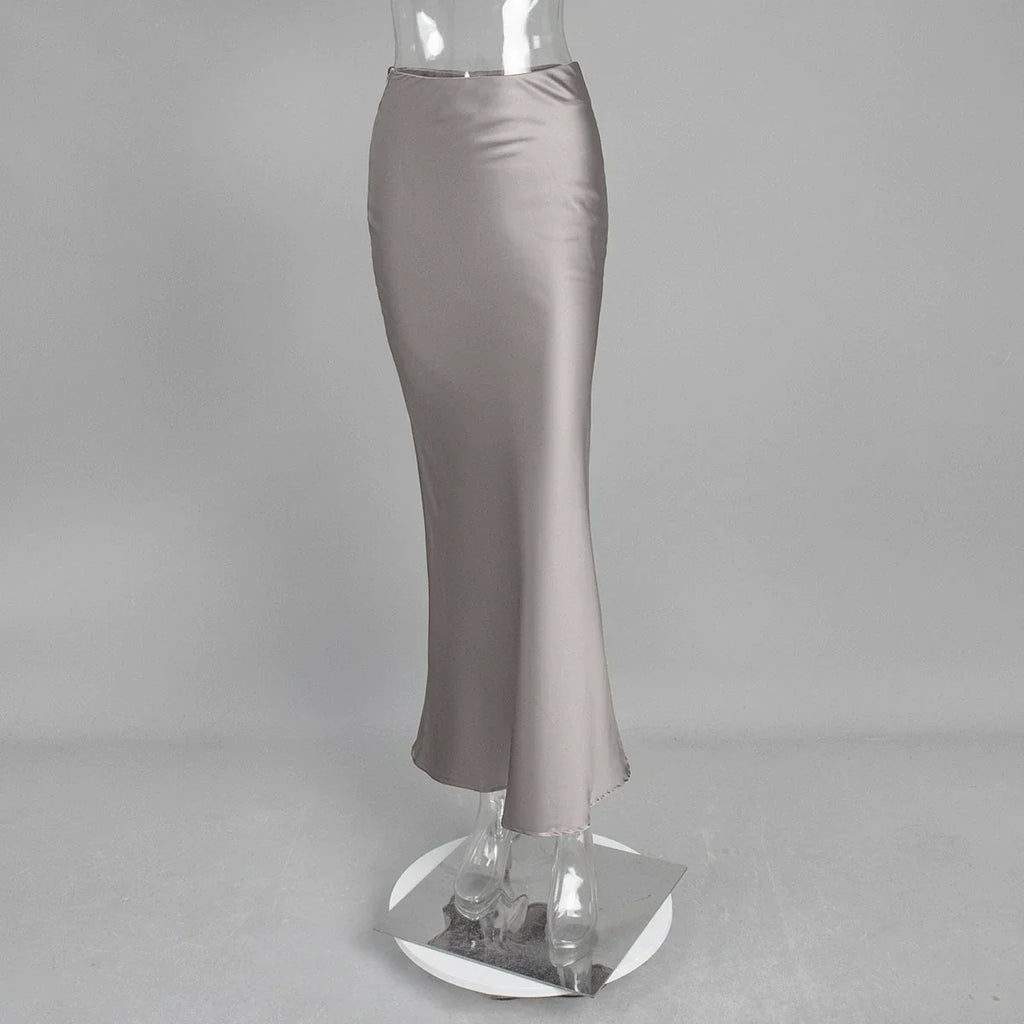 GR | Satin-Midi-Rock mit Fließendem Design für Damen