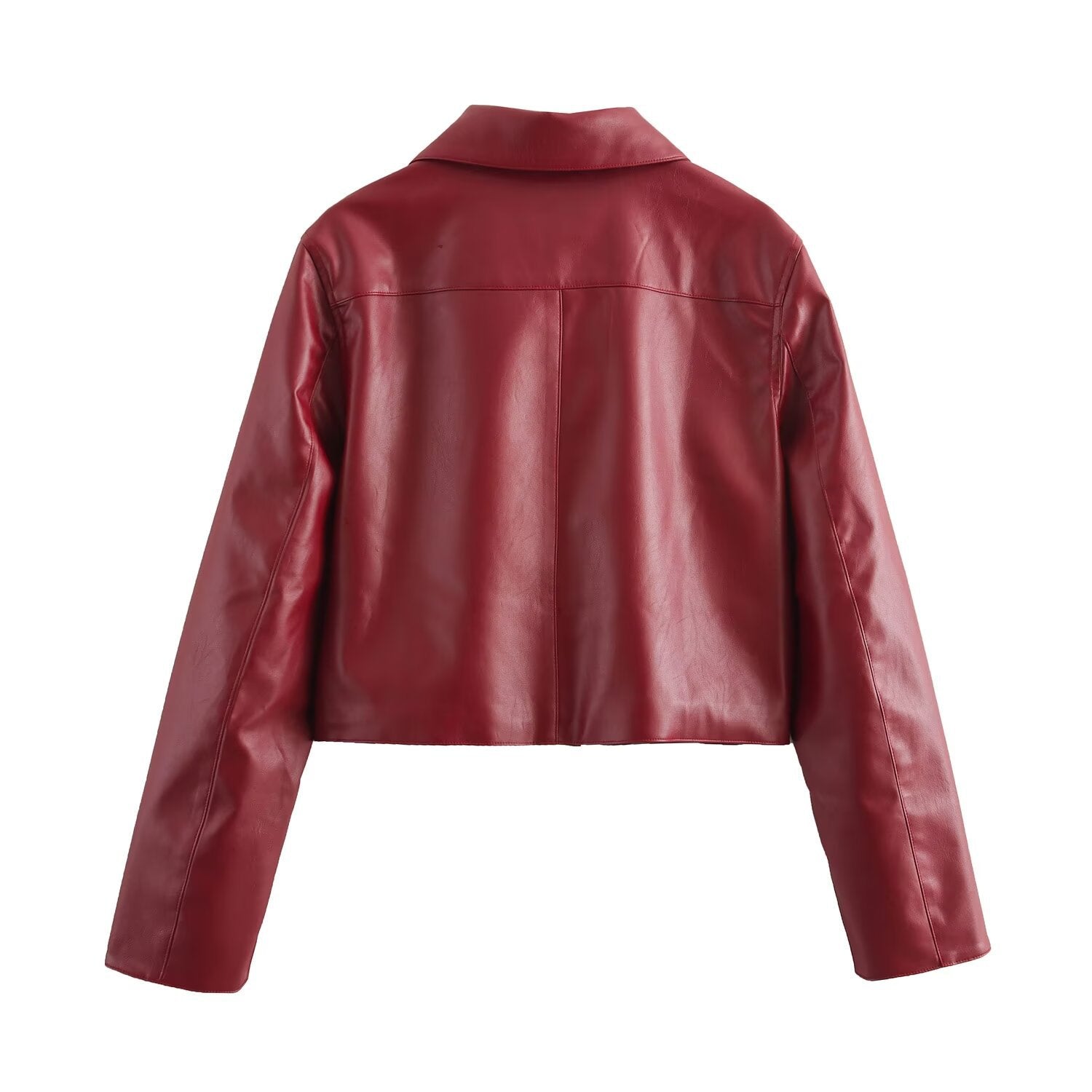 GR | Solid color leather jacket 