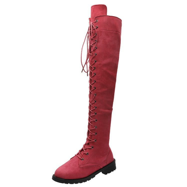 Women's over-the-knee boots with sophisticated lacing and robust sole, size GR