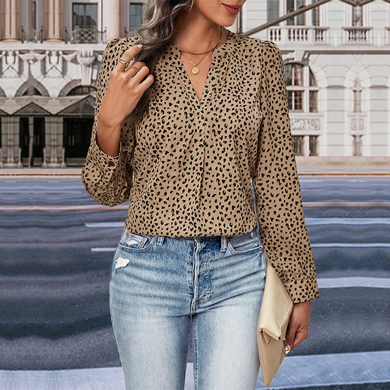 Damen Bluse mit modernen Punkte-Design und eleganten Rüschen GR