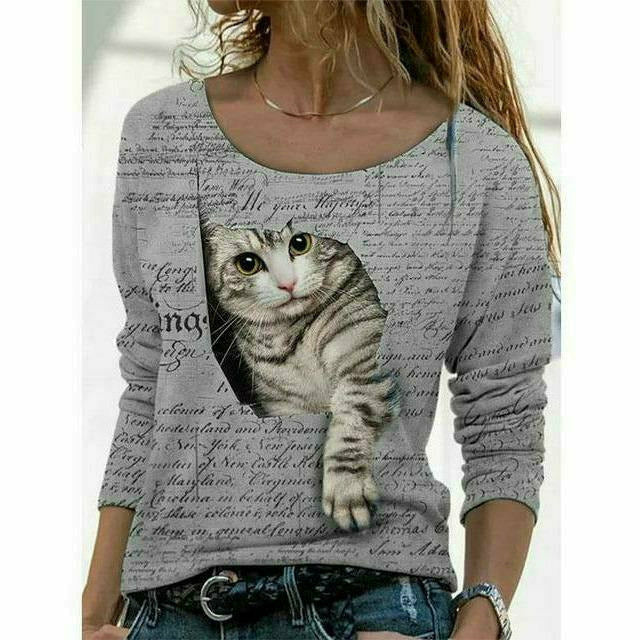 GR | Modernes T-Shirt mit Katzenprint