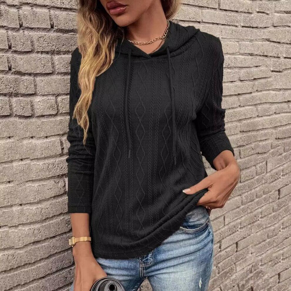 GR Schnürung langärmliger Jacquard Kapuzenpullover
