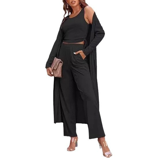 GR | Knitted vest with pockets, three-piece set 