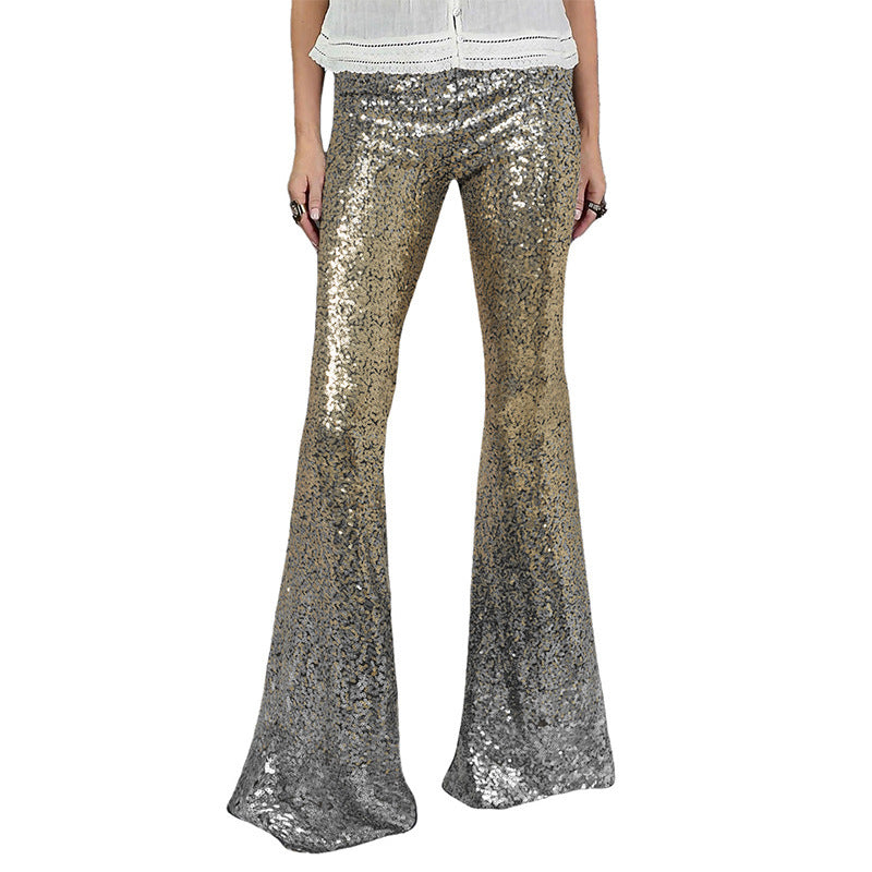 Damen Glitzernde Schlaghose mit luxuriösem Pailletten-Muster GR
