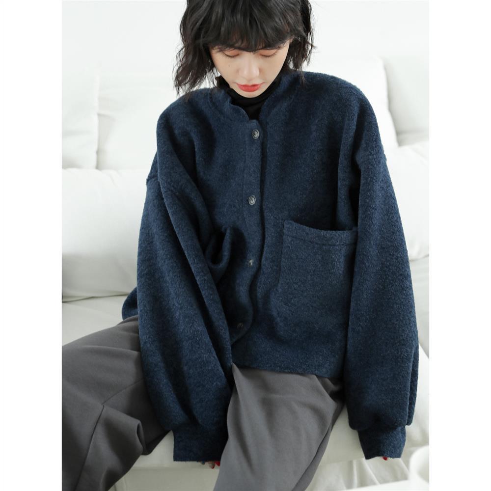 GR Casual Long Sleeve Pockets Blue Jacket