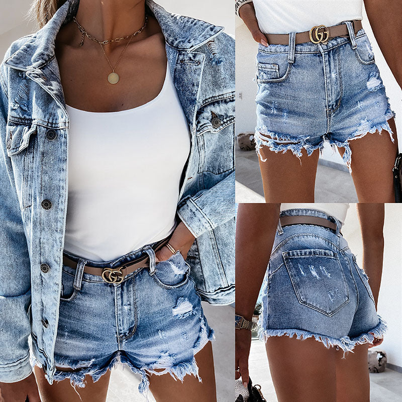 Damen Destroyed Denim-Shorts GR