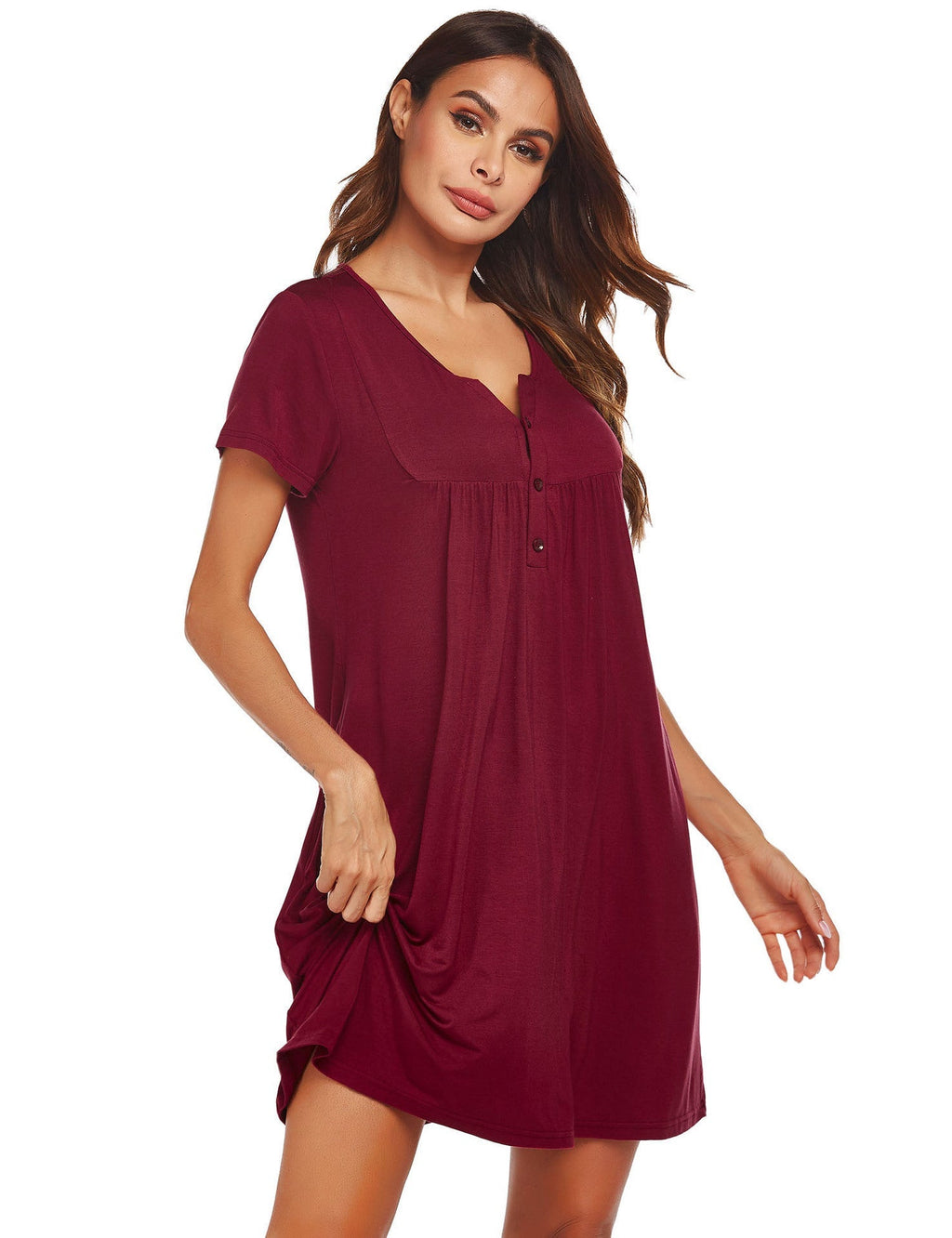 Women's nightgown with button details and relaxed fit, size