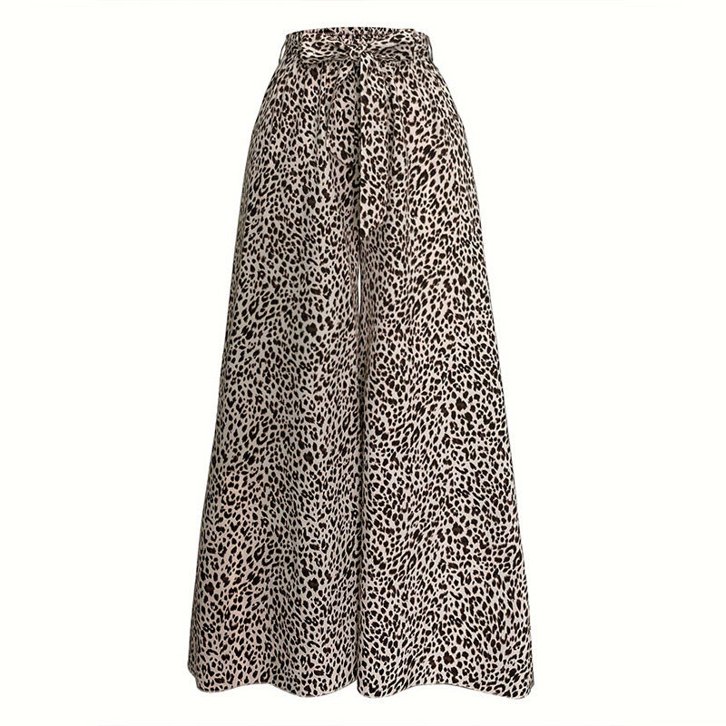 Damen weite Palazzo-Hose mit stylishm Leopardenmuster GR