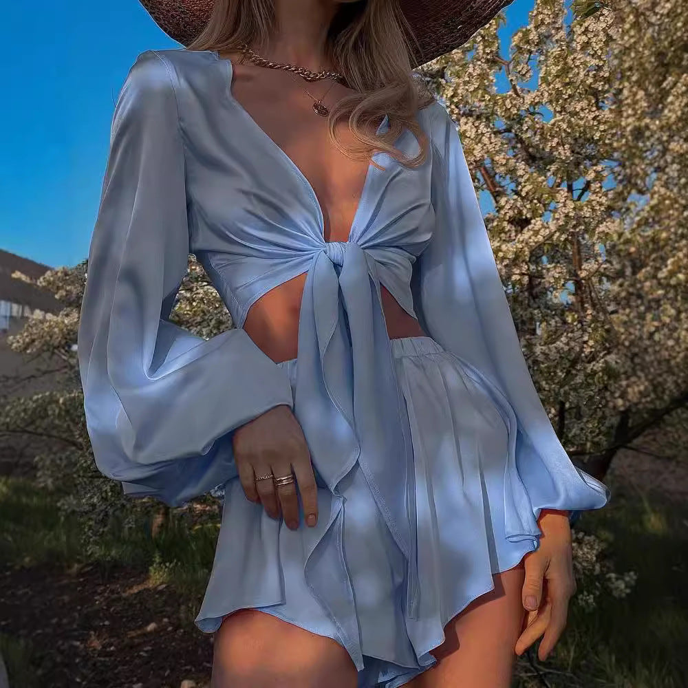Women's fashionable set consisting of a light blouse and flowing skirt, size [size]