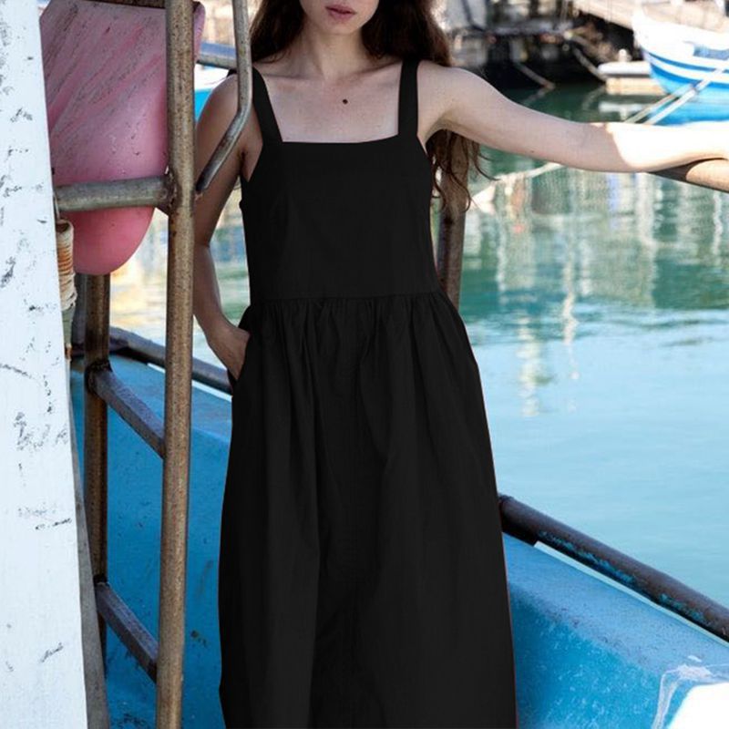 Women's summer dress with low back and button details, size