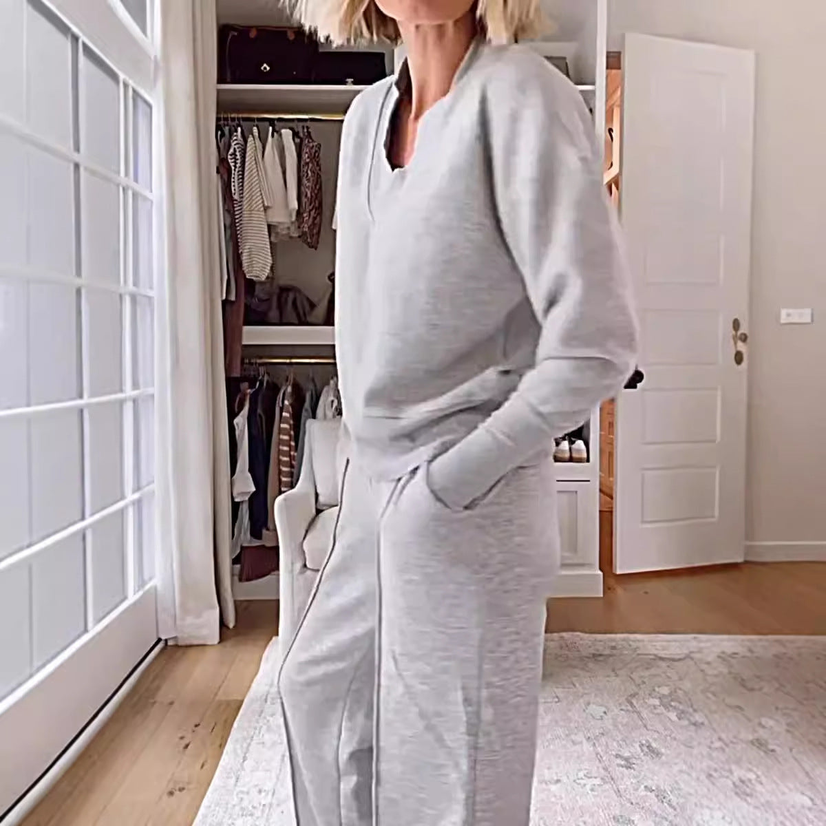 GR | Loose top and wide-leg trousers set 