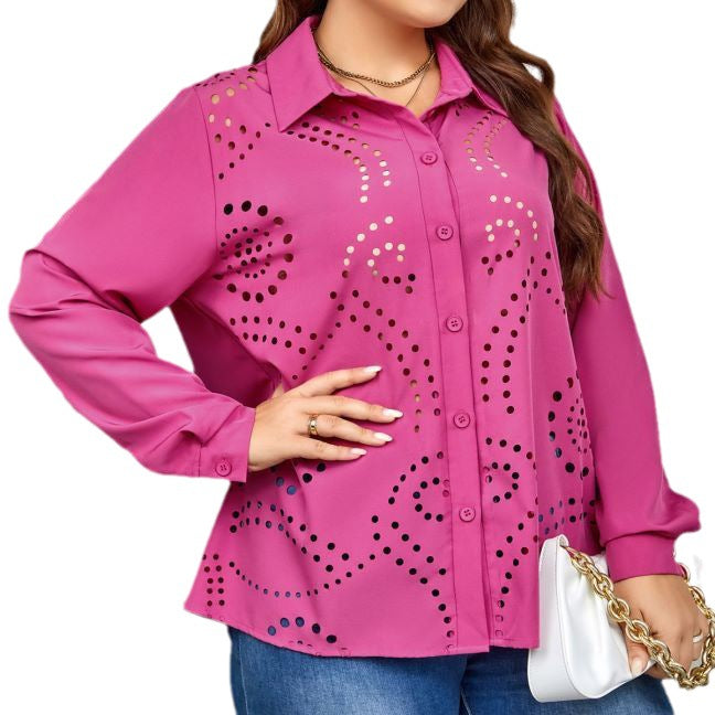 Women's blouse with unique openwork pattern and elegant details, size [size missing]