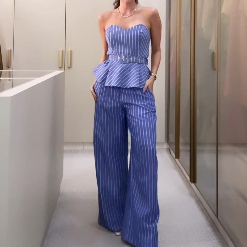 GR - Striped skinny top and pants set