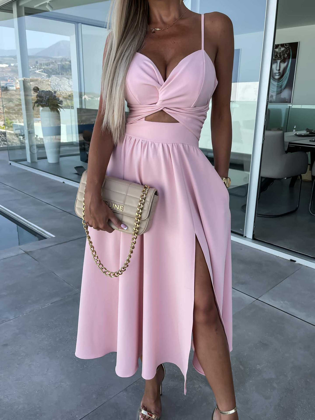 GR | Casual Holiday Solid Color Frenulum V-Neck A-Line Dresses - 4 Colors