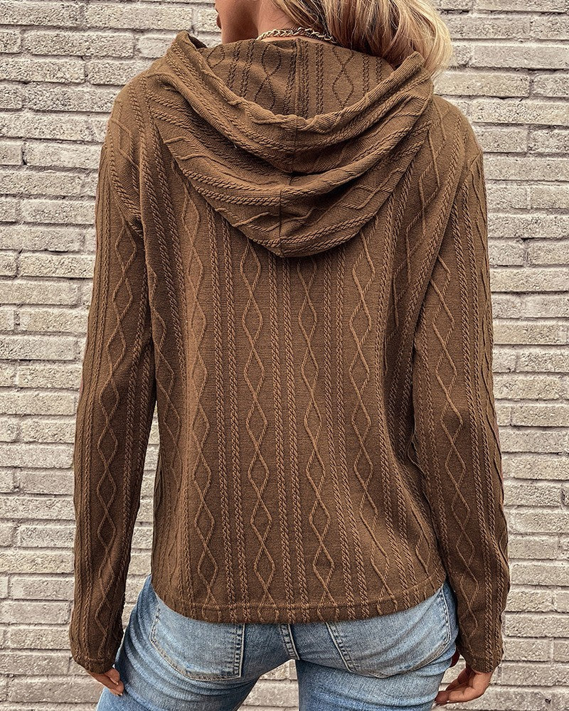GR Schnürung langärmliger Jacquard Kapuzenpullover