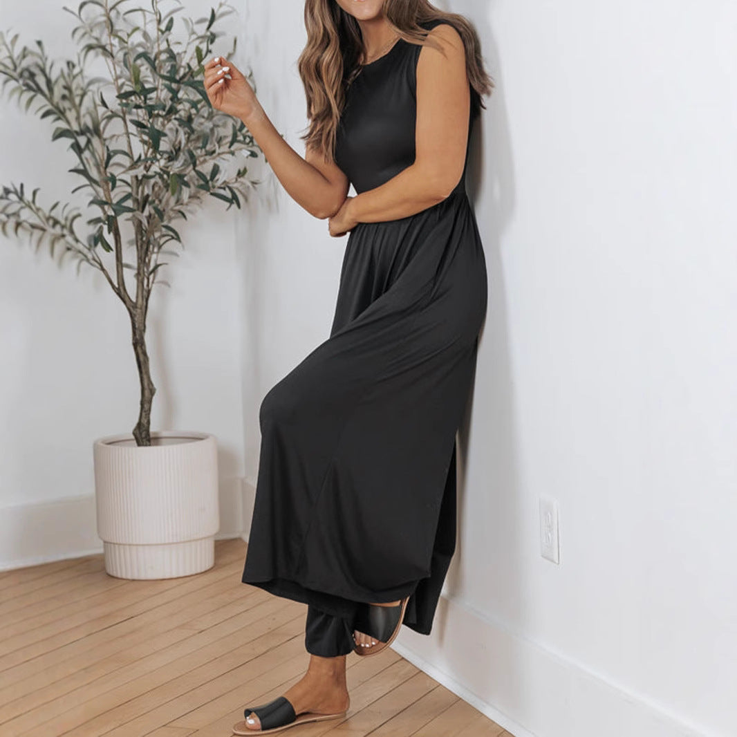 GR | Sleeveless wide-leg long pantsuit