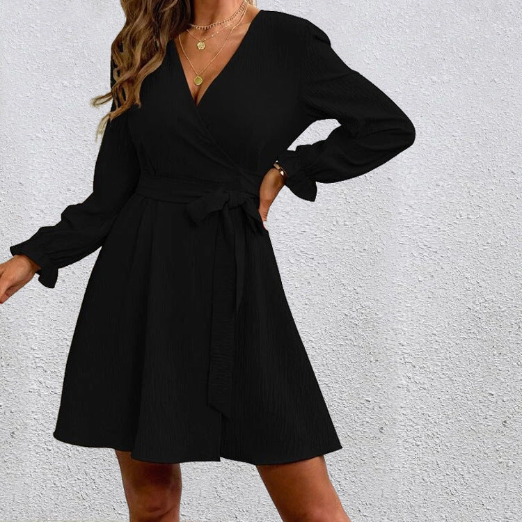 GR | Schickes V-Ausschnitt Wickelkleid mit Schleife