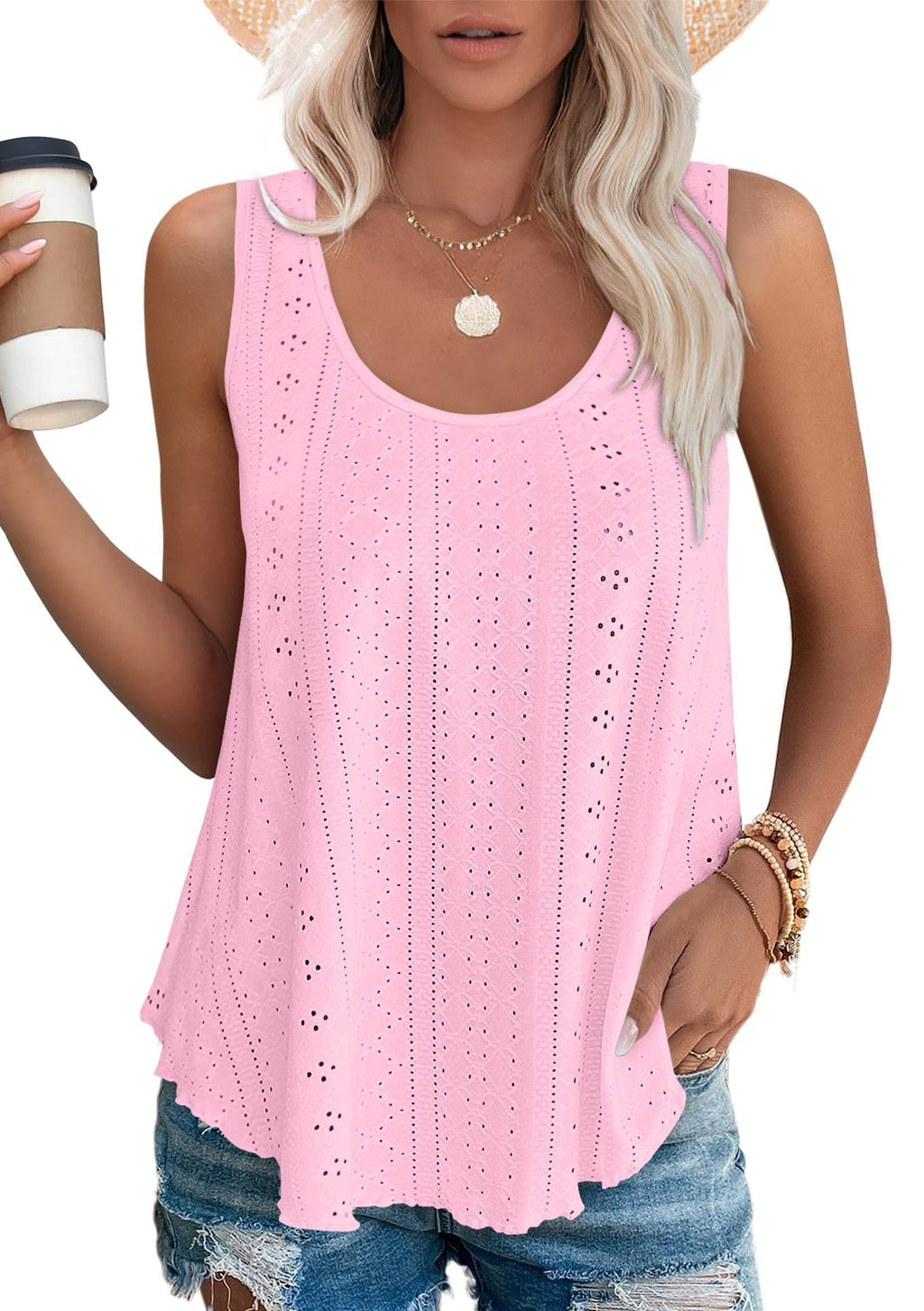 GR | Rundhalsausschnitt Locker Ärmellos Tanktop